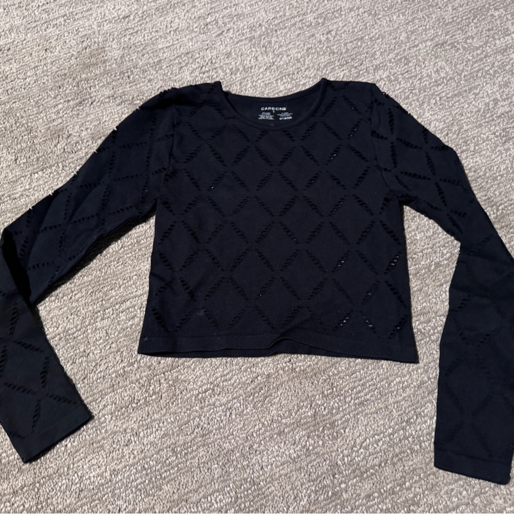Carbon38 long sleeve black mesh crop top small